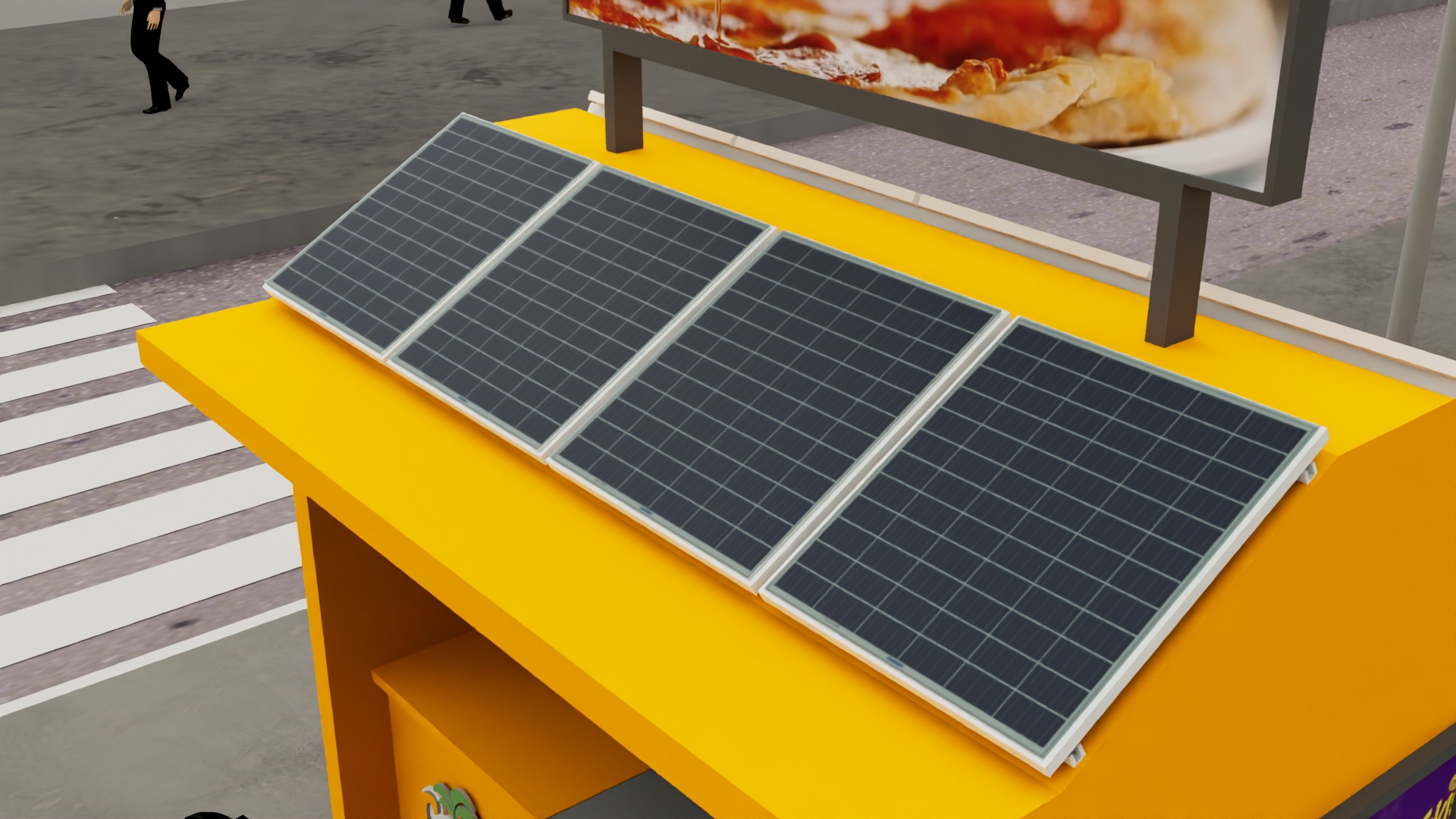 Vista frontal del quiosco sin clientes