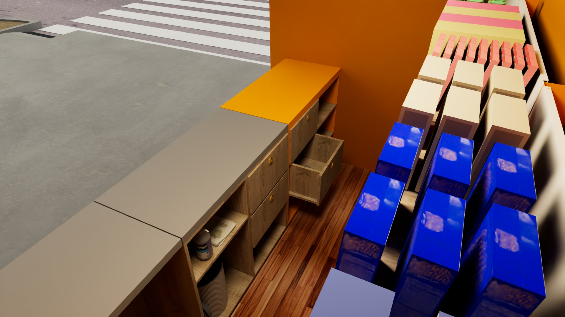 Vista interior desde ángulo bajo